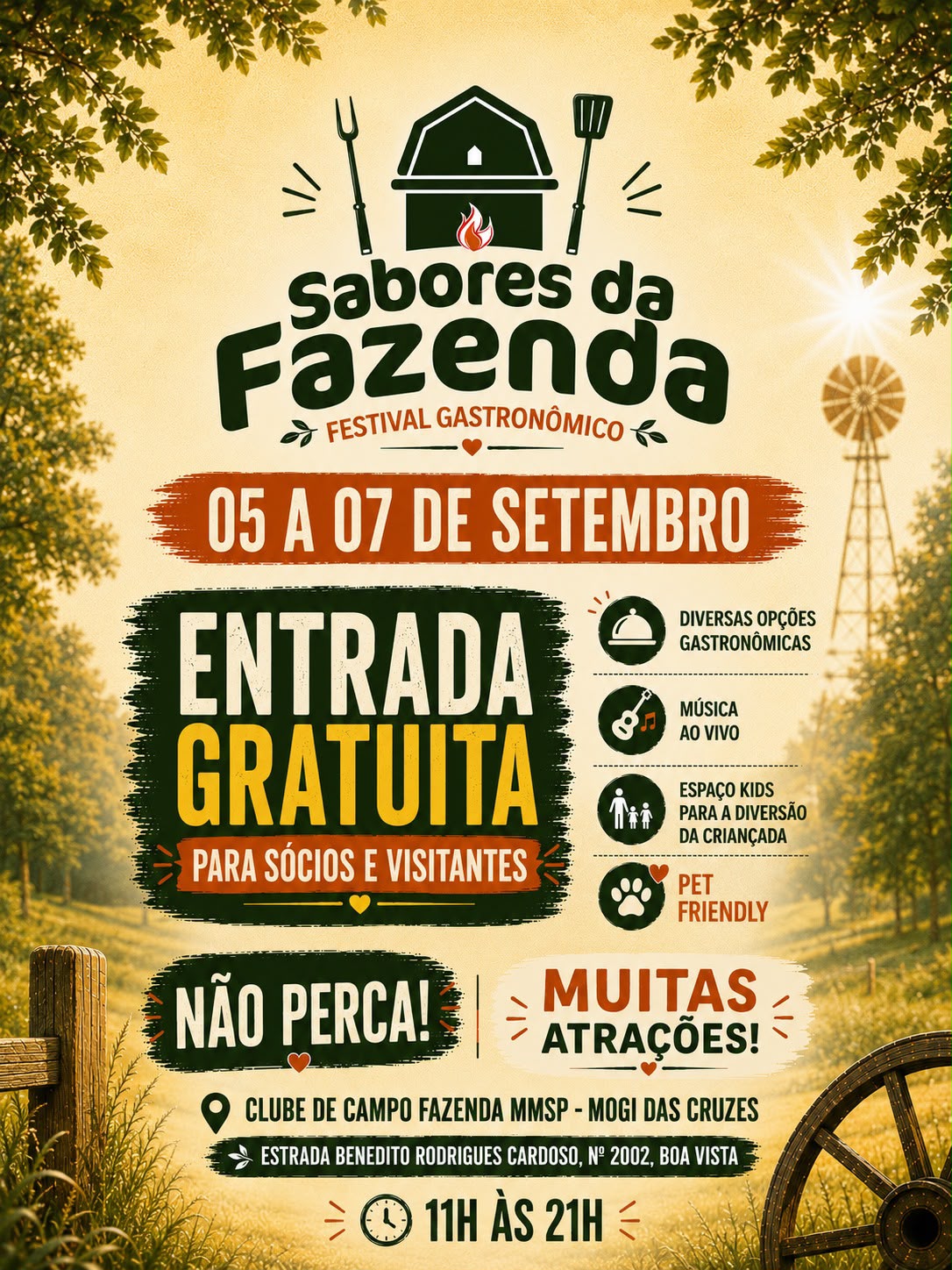 Festival Sabores da Fazenda terá entrada gratuita em Mogi